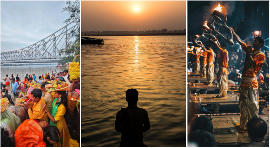 rituels spirituels au bord du fleuve Gange, Inde — cérémonie hindoue